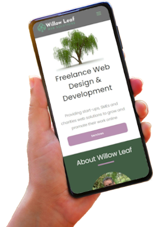Willow Leaf Web Solutions site viewed on a mobile device